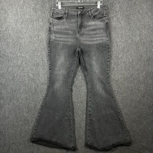 Judy Blue Jeans Women’s 15/32 Black Storm Chaser Flare Raw Hem Bellbottom Denim